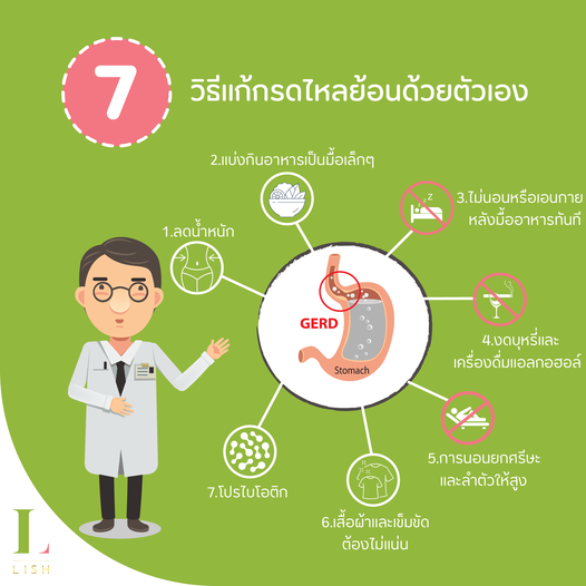 7 วิธีแก้กรดไหลย้อนด้วยตัวเอง